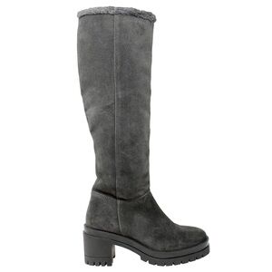 Charles By Charles David Collateral Tall Gray Suede Boots Size 9 Lug Soles